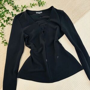 Elegant Black V-Neck Women's Top